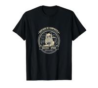 Badge rétro de Saint-Jacques de Compostelle Galice Espagne T-Shirt Graphique avec Valeur, Homme, Noir, S