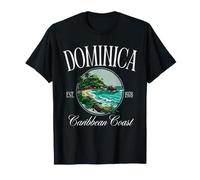 Badge rétro Dominique Côte des Caraïbes Est 1978 Tropical Beach T-Shirt