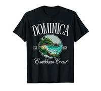 Badge rétro Dominique Côte des Caraïbes Est 1978 Tropical Beach T-Shirt Graphique avec Valeur
