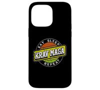 Badge rétro « Eat Sleep Krav Maga Repeat » Coque pour iPhone 14 Pro Max