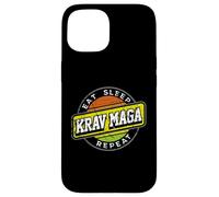 Badge rétro « Eat Sleep Krav Maga Repeat » Coque pour iPhone 15