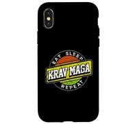 Badge rétro « Eat Sleep Krav Maga Repeat » Coque pour iPhone X/XS