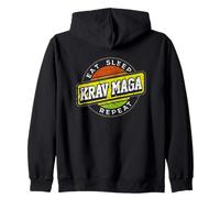 Badge rétro « Eat Sleep Krav Maga Repeat » Sweat à Capuche