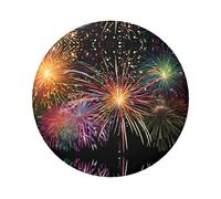 Badge rond 3D en forme de feu d'artifice - Design en fer blanc durable avec impression sur un seul côté, parfait pour les cadeaux personnalisés et la décoration de vêtements, taille unique