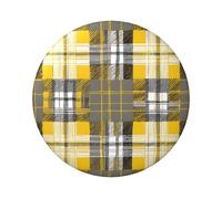 Badge rond à carreaux jaunes, gris et noirs - Design en fer blanc durable avec impression sur un seul côté, parfait pour les cadeaux personnalisés et la décoration de vêtements, taille unique