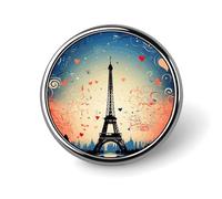Badge rond à motif de Paris - Jolie broche décorative pour chapeaux, vestes, vêtements, bijoux, accessoires pour cadeau de fête de mariage