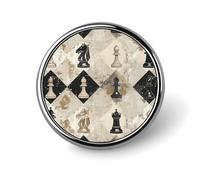 Badge rond à motif de pièce d'échecs marron - Jolie broche décorative pour chapeaux, vestes, vêtements, bijoux, accessoires pour fête de mariage