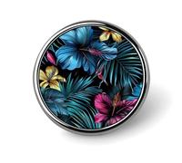 Badge rond à motif floral tropical personnalisé en métal pour vêtements, sacs, chapeau, broche imprimée humoristique, décoration de fête, accessoires pour homme et femme