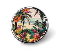 Badge rond à motif floral tropical personnalisé en métal pour vêtements, sacs, chapeau, broche imprimée humoristique, décoration de fête, accessoires pour homme et femme