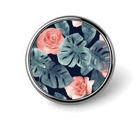 Badge rond à motif Monstera aquarelle, 25 mm / 1 pouce, pièces détachées pour épingles classiques, boutons pour chemises et vêtements, broche personnalisée