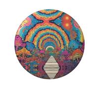 Badge rond abstrait champignon coloré mandala - Design en fer blanc durable avec impression sur un seul côté, parfait pour les cadeaux personnalisés et la décoration de vêtements, taille unique