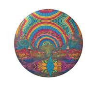 Badge rond abstrait champignon coloré mandala - Design en fer blanc durable avec impression sur un seul côté, parfait pour les cadeaux personnalisés et la décoration de vêtements, taille unique