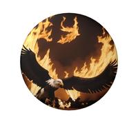 Badge rond aigle et feu - Design en fer blanc durable avec impression sur un seul côté, parfait pour les cadeaux personnalisés et la décoration de vêtements, taille unique