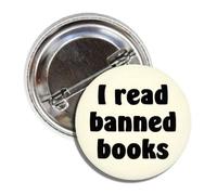 Badge rond amusant avec épingle de verrouillage I Read Banned Books, Métal, Métal.