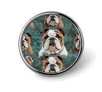 Badge rond amusant de bouledogue anglais pour homme et femme, durable et élégant, badges en métal léger pour chemises, vestes, chapeaux
