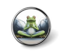 Badge rond amusant en forme de grenouille de yoga en émail - Broche à boutons - Décoration personnalisée pour vêtements - Unisexe - Porte-badge, chapeaux, sacs, chemises