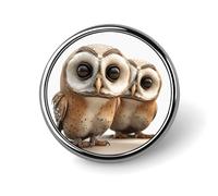 Badge rond amusant en forme de hibou personnalisé léger et durable en fer blanc pour chapeau, vêtements, sac à dos, épingles décoratives, circulaire, alliage d'aluminium