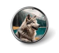 Badge rond amusant en forme de loup personnalisé léger et durable en fer blanc pour chapeau, vêtements, sac à dos, épingles décoratives, circulaire, alliage d'aluminium
