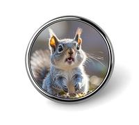 Badge rond amusant et mignon en émail avec motif écureuil mignon - Broche à boutons - Décoration de vêtements - Unisexe - Porte-badge, chapeaux, sacs, chemises