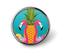 Badge rond ananas flamant rose pour hommes et femmes, épingles à revers élégantes et durables, badges en métal légers pour chemises, vestes, chapeaux