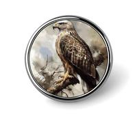 Badge rond aquarelle de Hawk assis mignon en émail broche bouton broche personnalisée vêtements décoration unisexe porte-badge chapeaux sacs chemises décoration