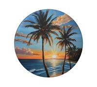 Badge rond au coucher de soleil tropical - Design en fer blanc durable avec impression sur un seul côté, parfait pour les cadeaux personnalisés et la décoration de vêtements, taille unique