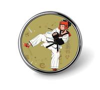 Badge rond au design taekwondo pour homme et femme, durable et élégant, badges en métal léger pour chemises, vestes, chapeaux