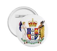 Badge rond avec blason de la Nouvelle-Zélande - Emblème de Nouvelle-Zélande - Décorations néo-zélandaises, L, Plastique
