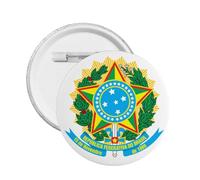 Badge rond avec blason du Brésil - Emblème du Brésil - Décorations brésiliennes, L, Plastique