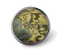 Badge rond avec carte de la Terre du Milieu pour homme et femme, durable et élégant, badges en métal léger pour chemises, vestes, chapeaux