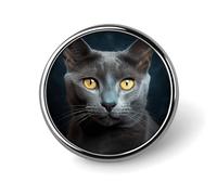 Badge rond avec étoiles de chat gris - Jolie broche décorative pour chapeaux, vestes, vêtements, bijoux, accessoires pour fête de mariage