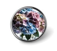Badge rond avec fleurs d'hortensia dans un vase, joli porte-badge d'identification pour woker, broche en métal, épingles rondes tendance pour hommes et femmes, cadeaux de médecin, sacs à dos et