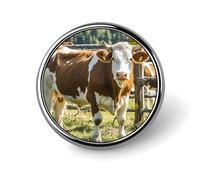 Badge rond avec images de vache de la ferme pour homme et femme, durable et élégant, badges en métal léger pour chemises, vestes, chapeaux