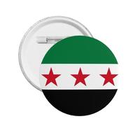 Badge rond avec inscription « I Stand » - Motif drapeau syrien, M, Plastique