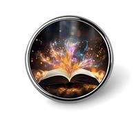 Badge rond avec livre ouvert et léger - Broche de revers personnalisée - Insigne en fer blanc léger et durable pour chapeau, vêtements, sac à dos, épingles décoratives, circulaire, aluminium, alliage