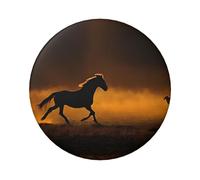 Badge rond avec motif chevaux noirs et nuages rouges, design en fer blanc durable avec impression sur un seul côté, parfait pour les cadeaux personnalisés et la décoration de vêtements, taille unique