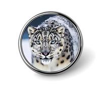 Badge rond avec motif léopard des neiges aux yeux bleus pour chapeaux, vestes, décoration personnalisée, accessoires de bijoux, accessoires pour fête de mariage