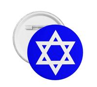 Badge rond blanc étoile de David I Stand avec épingle Israël Drapeau Israël, M, Plastique