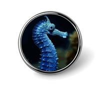 Badge rond bleu hippocampe mignon en émail broche bouton broche personnalisée vêtements décoration unisexe porte-badge chapeaux sacs chemises décoration