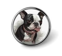 Badge rond Boston Terrier en émail mignon broche bouton broche personnalisée vêtements décoration unisexe porte-badge chapeaux sacs chemises décoration