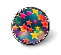 Badge rond coloré arc-en-ciel étoiles en métal personnalisé pour vêtements, sacs, chapeau, broche imprimée humoristique, décoration de fête, accessoires pour homme et femme