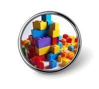 Badge rond coloré en blocs de construction pour homme et femme, durable et élégant, badges en métal léger pour chemises, vestes, chapeaux