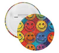 Badge rond coloré en fer blanc avec visage souriant - Grand bouton artisanal - Convient pour les enseignants, les infirmières, les médecins, le personnel, les cadeaux de fête, 20PCS, Plastique