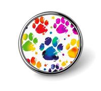 Badge rond coloré en forme de patte de chien en métal personnalisé pour vêtements, sacs, chapeau, broche imprimée humoristique, décoration de fête, accessoires pour homme et femme