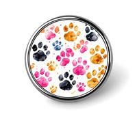 Badge rond coloré en forme de pattes de chien en métal personnalisé pour vêtements, sacs, chapeaux, broches imprimées humoristiques, décorations de fête, accessoires pour homme et femme
