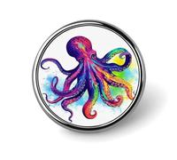 Badge rond coloré en forme de pieuvre en métal personnalisé pour vêtements, sacs, chapeau, broche imprimée humoristique, décoration de fête, accessoires pour homme et femme