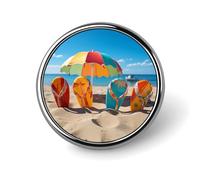 Badge rond coloré en métal personnalisé pour tongs de plage, sacs, chapeaux, broches imprimées humoristiques, accessoires de fête pour homme et femme