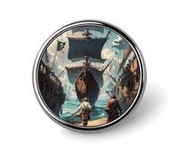 Badge rond de pirate marin personnalisé léger et durable en fer blanc pour chapeau, vêtements, sac à dos, épingles décoratives, circulaire, alliage d'aluminium