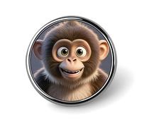 Badge rond de singe marron de dessin animé pour homme et femme, durable et élégant, badges en métal léger pour chemises, vestes, chapeaux