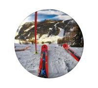Badge rond de ski d'hiver - Lot de plusieurs broches rondes de 6 cm - Épingles décoratives rondes durables pour vêtements et accessoires, taille unique, Fer